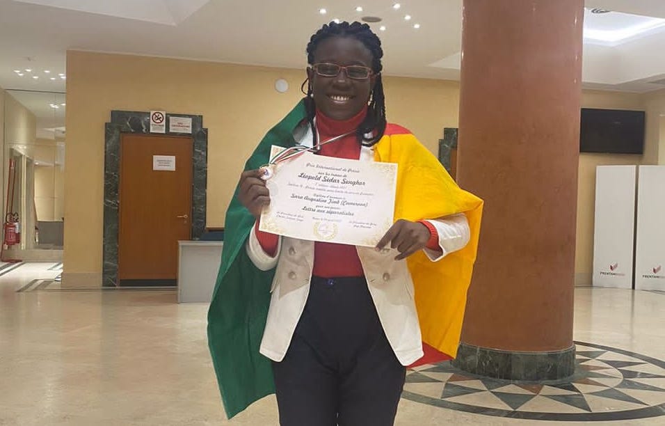 Cameroon’s 22-year-old doctoral student Sara Timb was awarded the Honorary diploma of the Léopold Sédar Senghor International Poetry Prize